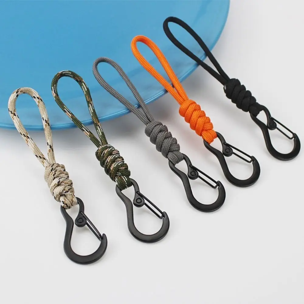 Anti-lost Paracord Lanyard High Strength Multifunctional Braided Woven Keychain Stable Wear-resistant Parachute Cord Carabiner