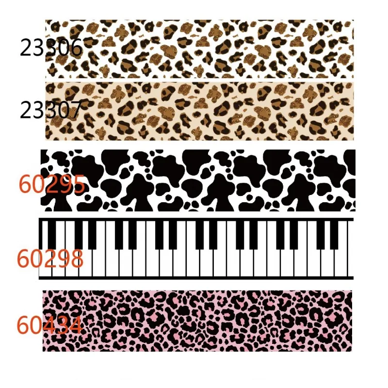 

Piano and Leopard Grosgrain Ribbon 10yards for Hairbows Holiday Sewing Accessories DIY