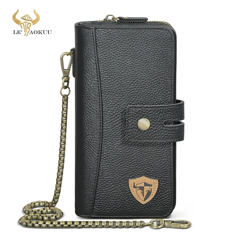 

Лидер продаж, дорожный деловой Органайзер из натуральной мягкой натуральной кожи на цепочке, кошелек с радиочастотной идентификацией для мужчин, длинный мужской кошелек на молнии, держатель для карт, 1814