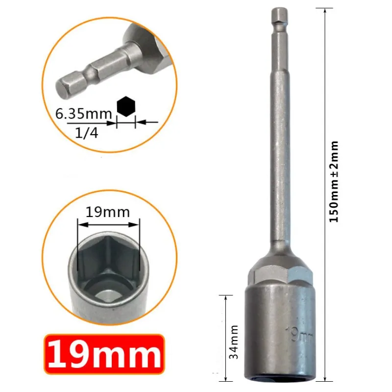Pistolenbohrer Steckschlüssel Zimmerei 150 mm 1 Stück Adapter Chrom-Vanadium-Stahl Sechskantmutter Elektroschrauber – Detail 23