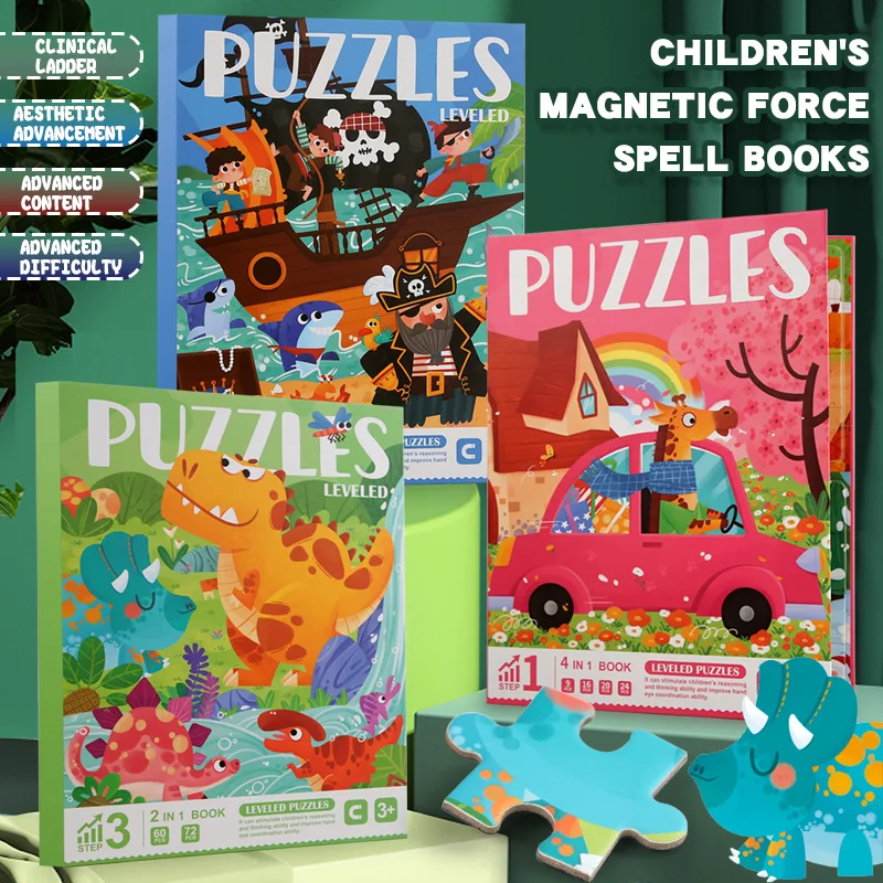 Wooden Jigsaw Magnetic 3D Puzzles Book Educational Toys For Children Baby Kid Portable Montessori Learning Intelligence ﻿Toys 2