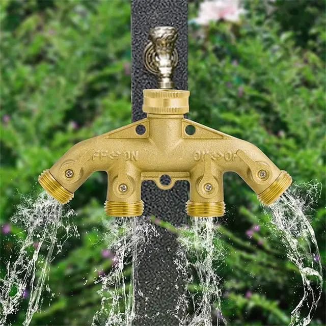Npt 3/4 "4 Út Sárgaréz Tömlő Splitter Szivárgásálló, Állítható Áramlású Mezőgazdasági Öntözési Kerti Tömlőcsatlakozó Csepphajója - Image 2