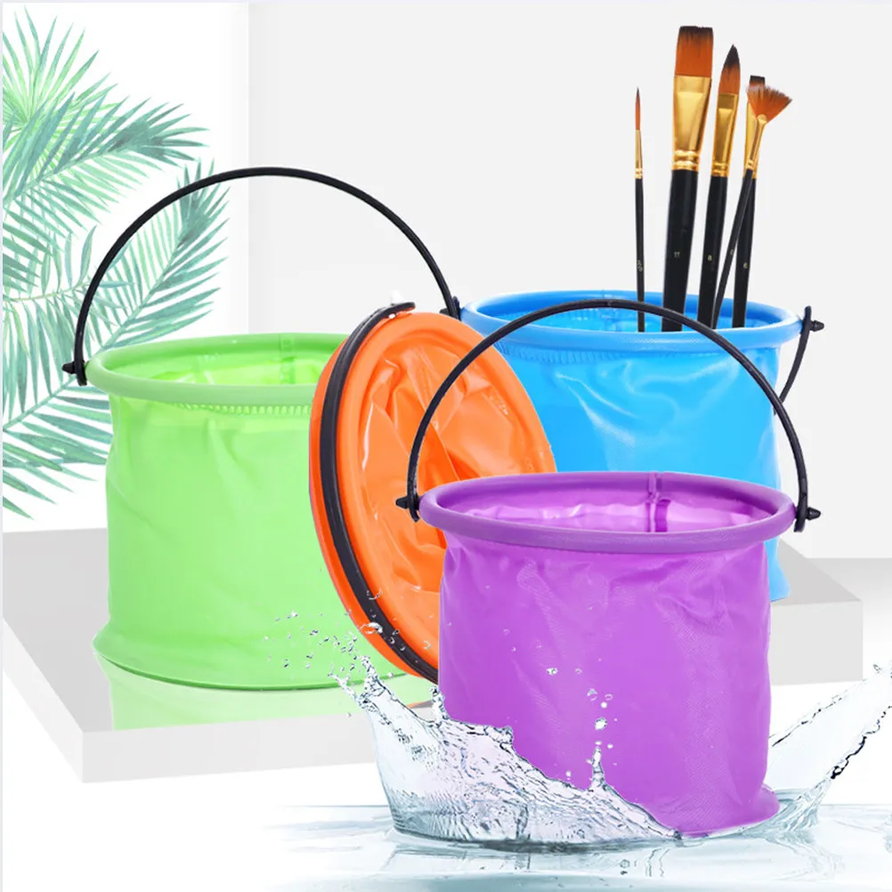 4개 세트 정교한 디테일의 접이식 물통 휴대용 페인팅 도구 버킷 브러쉬 세척, 펜 세척, 낚시, 가정용