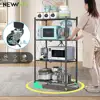 4-Tier Foldable Metal Storage Shelf with Wheels Heavy Duty Organizer Bathroom Kitchen Office Garage Space Saving Display Rack 5