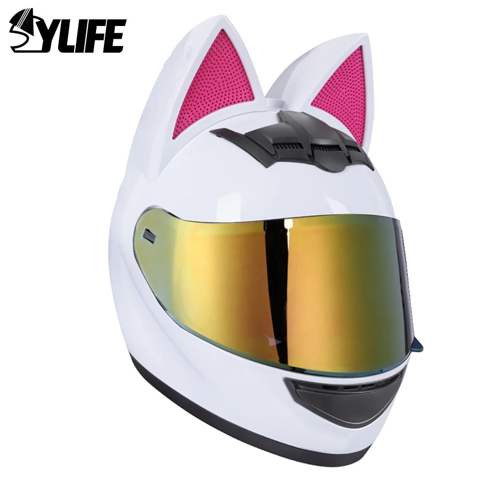 

Women Motorcycle Helmet Full Face Casco Breathable Motocross Helmet Removalbe Cat Ears Anti-Fall Helmet Protective Equipment