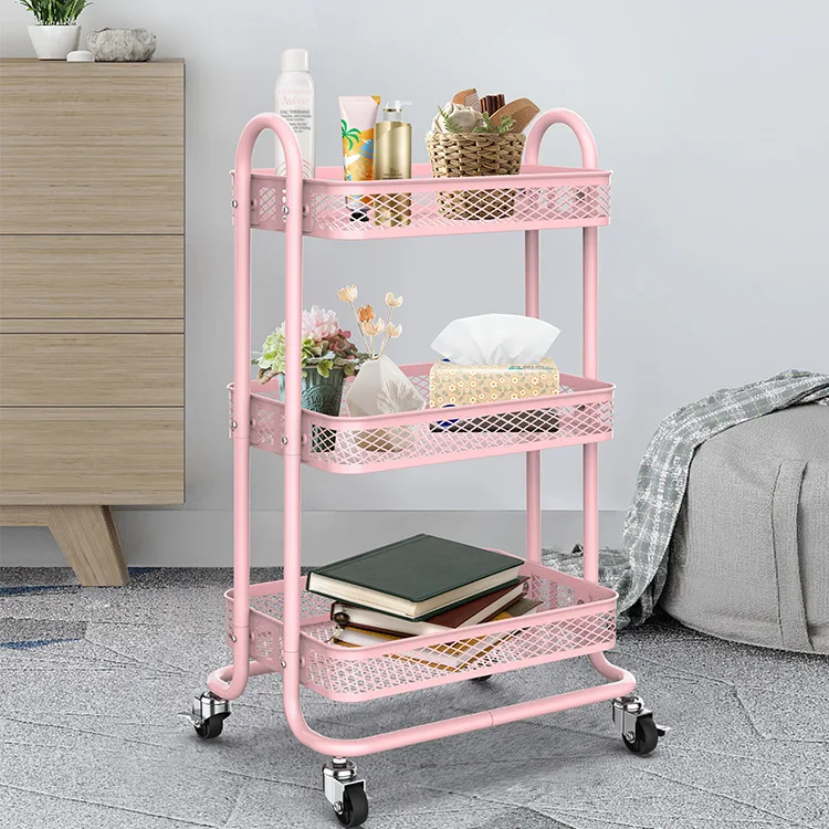 3 Floor Multi-Storey Shelving Trolley Kitchen Mobile Storage Rack