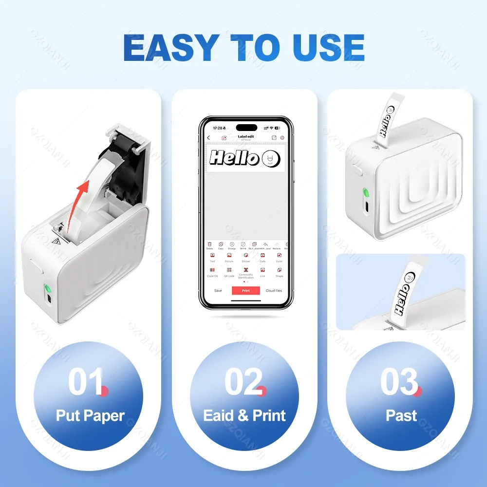 Marklife M1 Portable Thermal Printer Mini Adhesive Label Printer Inkless Bluetooth Printing Machine Sticker Labeling Machine