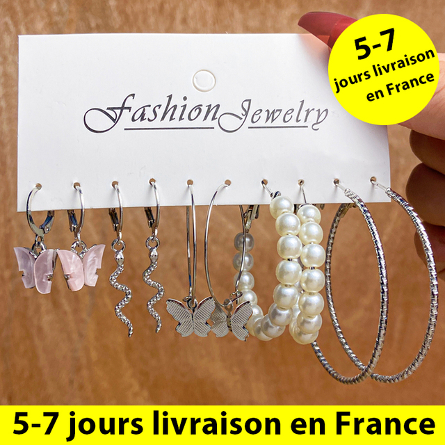 Bohemian Colorful Resin Acrylic Hoop Earrings Set For Women Trendy Gold Color Pearl Hoop Earrings Brincos Party Jewelry