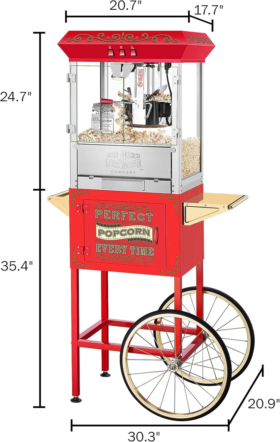 Popper Popcorn Machine with Cart and Stainless-Steel Kettle