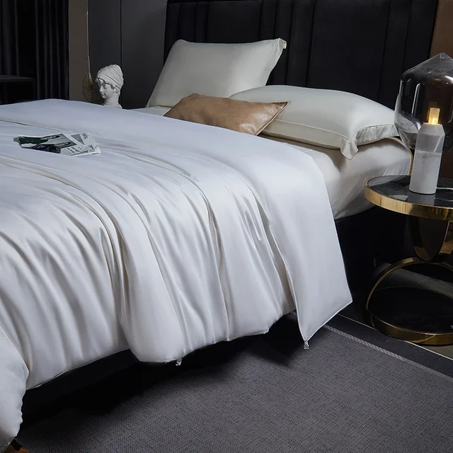Couette d'été en soie haut de gamme, remplissage de soie longue en fibre de soie, frais en été, King Size, Style uni, personnalisable 3
