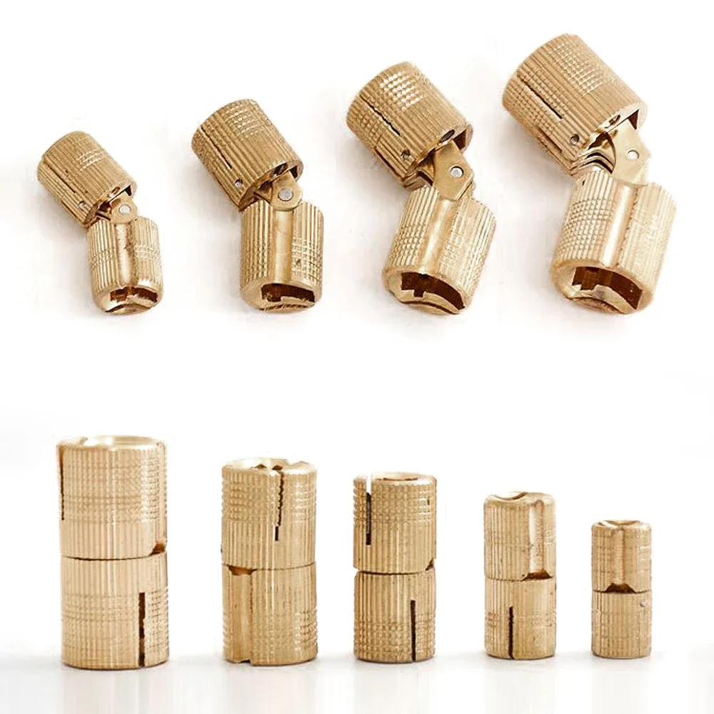 8/10/12/14/16mm Copper Barrel Cylindrical Hidden Cabinet Brass Hinges Mount For Furniture Hardware