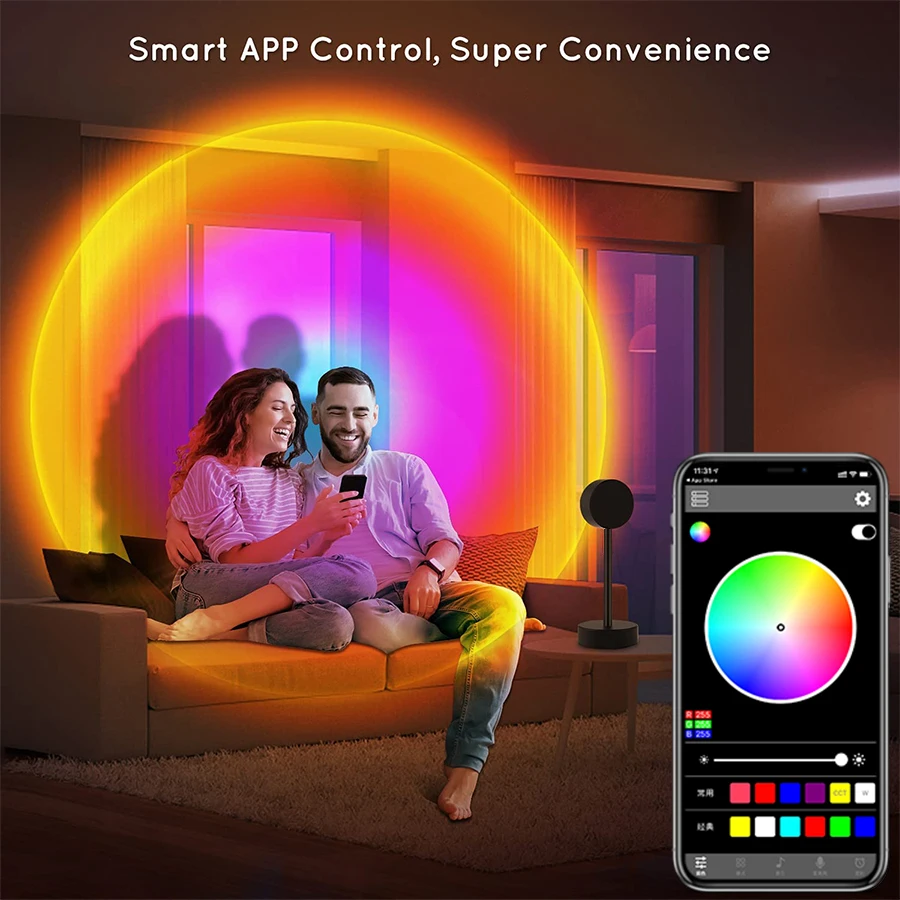 LED Projection Light RGB Sunset Night Light Remote Control USB Rechargeable Live Photo Theme Event Background Lights