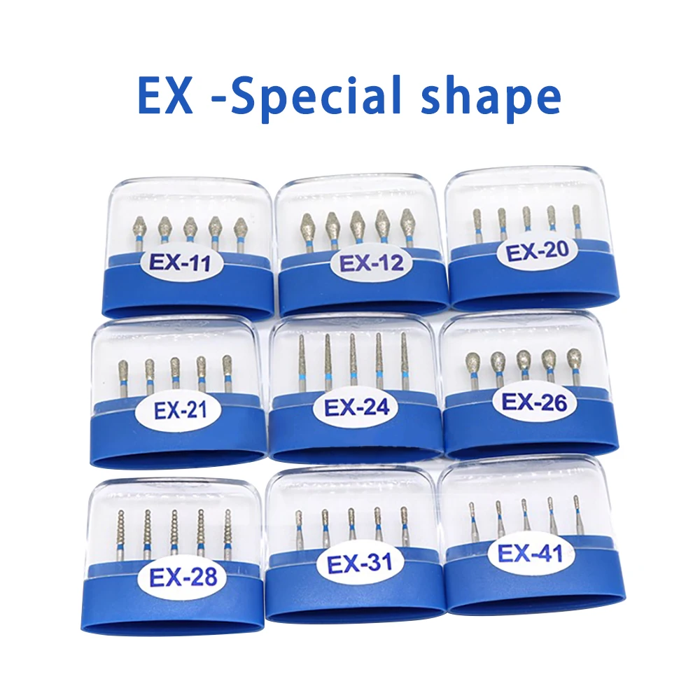 10pcs/box Dental carbide burs Diamond FG High Speed Burs for Polishing Smoothing Dental Burs Drills EX-26 EX-31