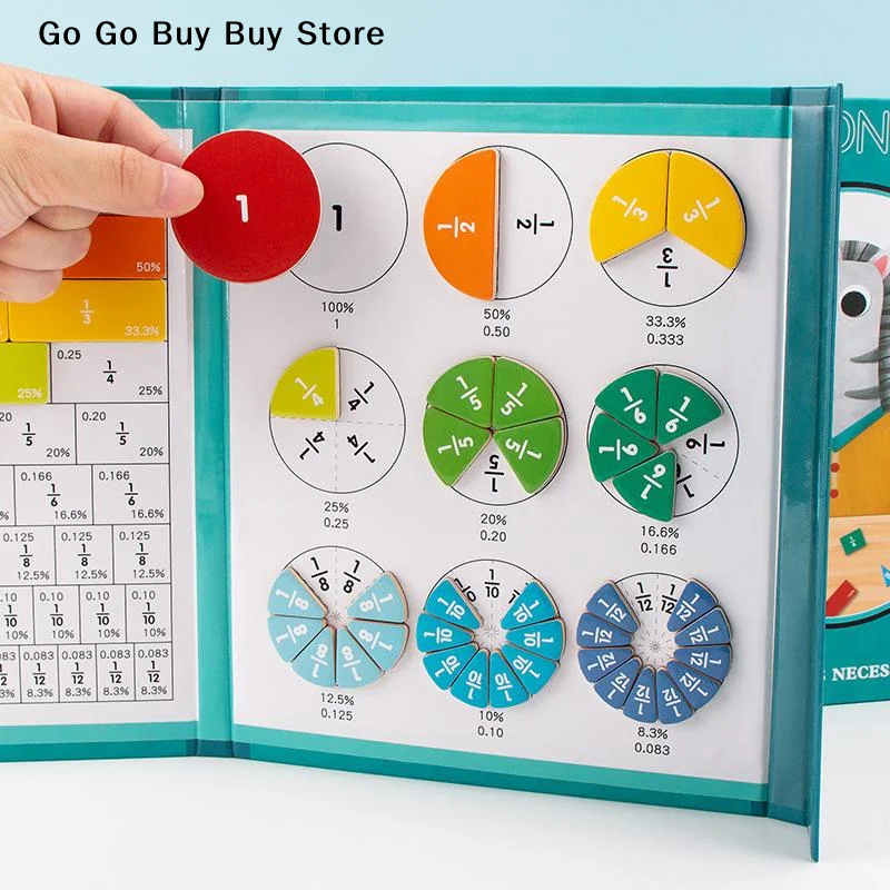 Montessori Fraction Learning Math Toy Magnetic Arithmetic Teaching Aids Wooden Book Educational Toys for Children Christmas Gift - 5