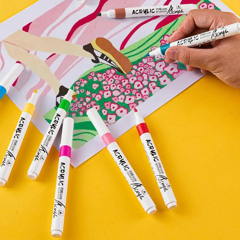 아크릴 마커 하이라이터 색칠 펜 세트, 어린이 DIY 그림 및 색칠 펜, 36 색