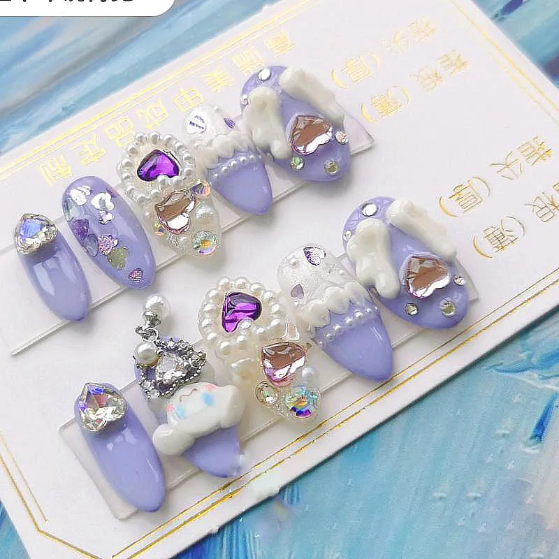 

New 3D Diy Sanrioed Cinnamoroll Cartoon Handmade Manicure 3D Decoration Super Cute Love Rhinestone Pendant Nail Patch