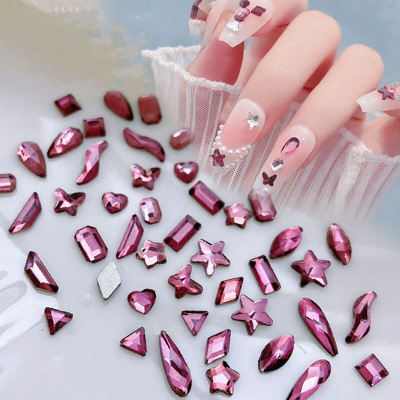 Crystal Rose Rhinestone Nail Art Decoration - 50 pcs/pack