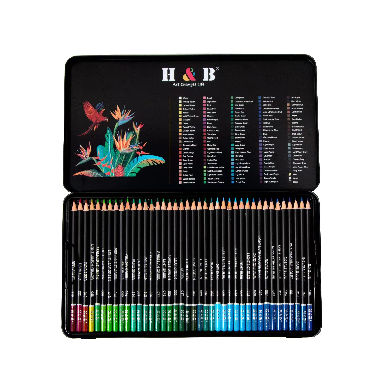 H&B 72/120 PCS Colored Pencil Set Professional Art Supply Hand-Painted Oily  Color Lead Iron Box Cute Pencil Set Children Gift