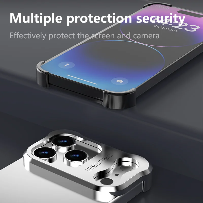 Luxury Titanium Alloy Shockproof Bumper with Lens Protector
