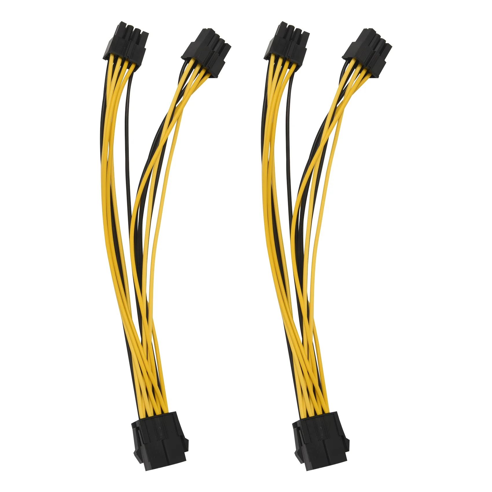 

2Pcs CPU 8Pin Female 1 to 2 Male 4+4Pin Y Splitter Power Supply Cable Cord 18AWG 20CM