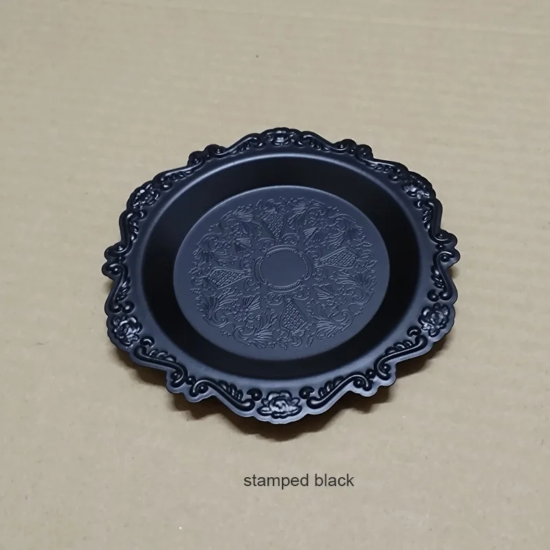 10cm rare zinc alloy metal round coffee/tea cup coaster pad dessert plate mat tableware engraving stamped finish 10PCS/lot