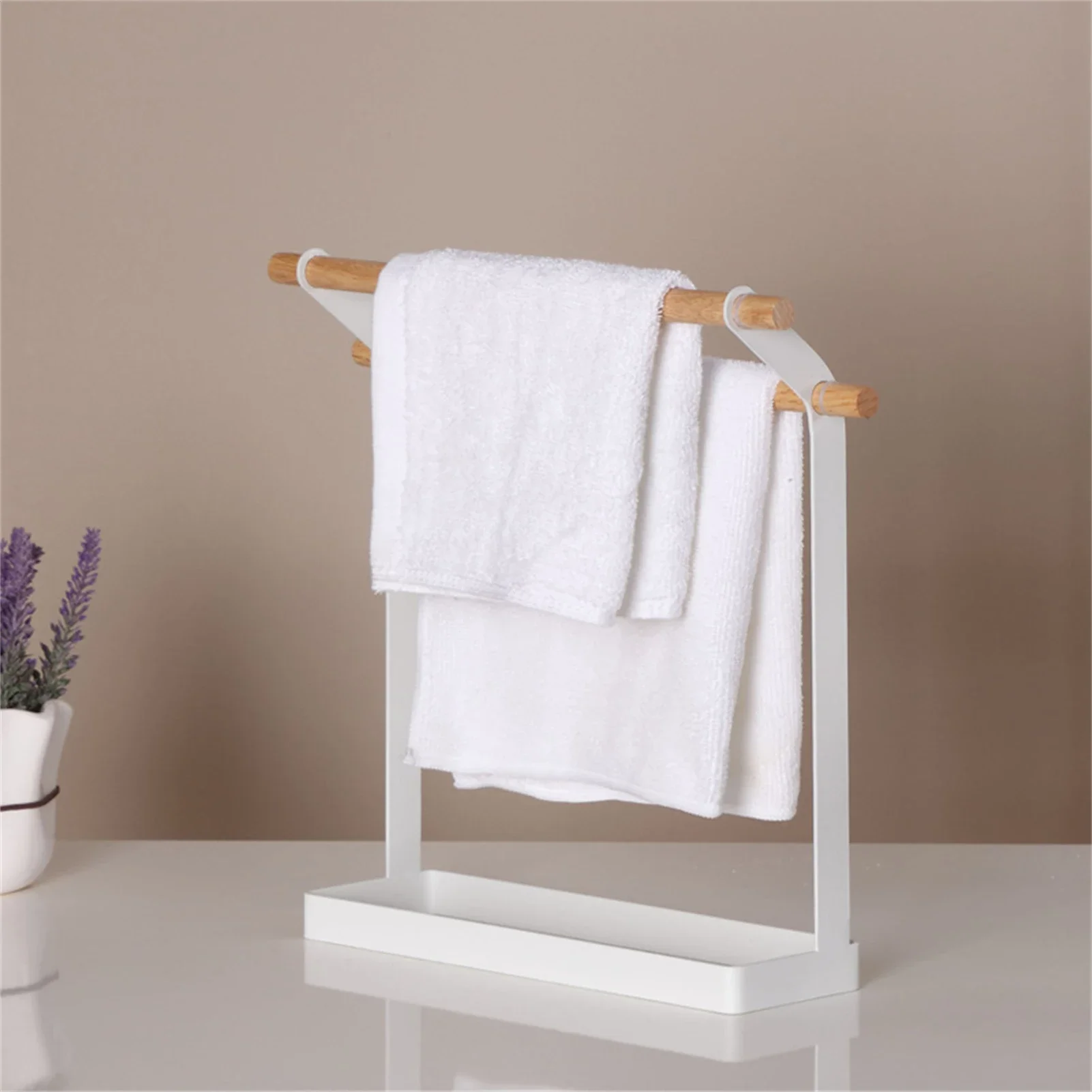 Toallero de pie para baño, 3 barras de metal, organizador de toallas con  estante de almacenamiento, estante de secado de toallas, independiente para