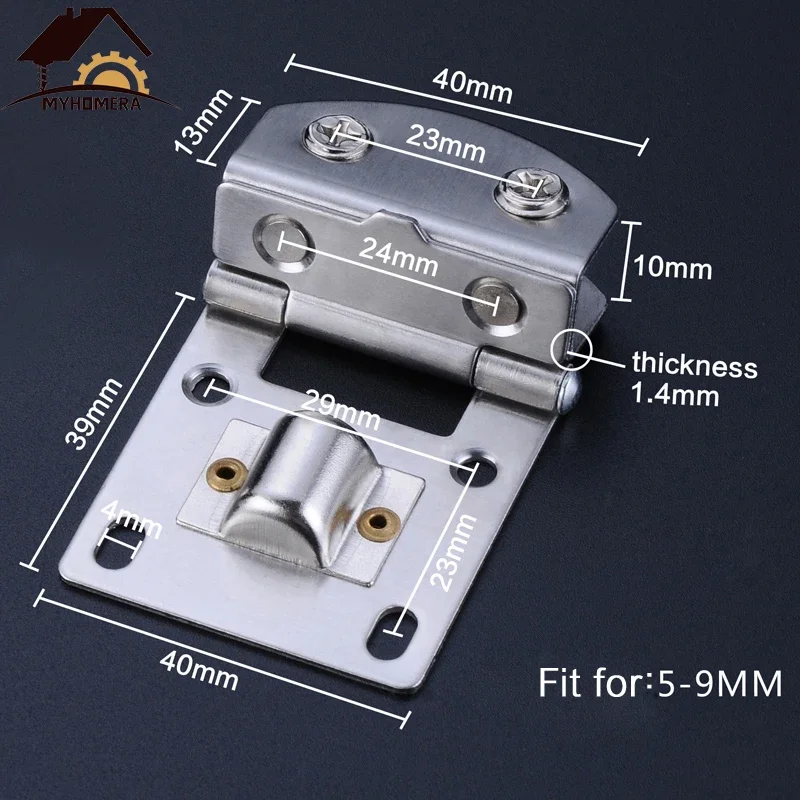 Stainless Steel Door Hinges Clamps For 5-9mm Thickness Wine Cabinet Bread Cabinet Cupboard Gate