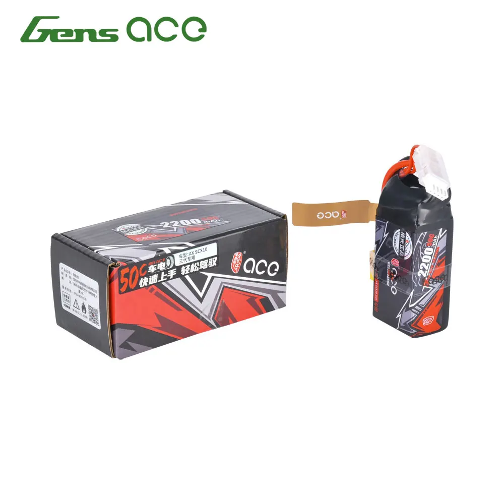 Batterie LiPo Gens ACE 3S 11.1V 2200mAh 50C avec étiquette et câbles pour voiture RC 1/10.