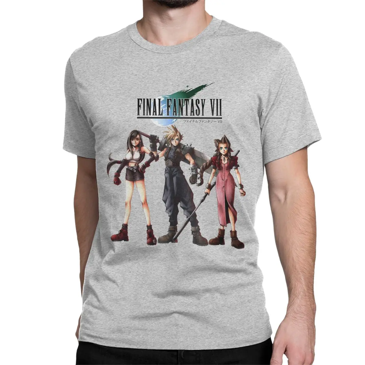 thumbnail image 1 of Camiseta retro de Final Fantasy 7 Cloud Tifa Aerith para hombre y mujer, de algodón puro, cuello redondo, manga corta, gráfica, 1 of 7