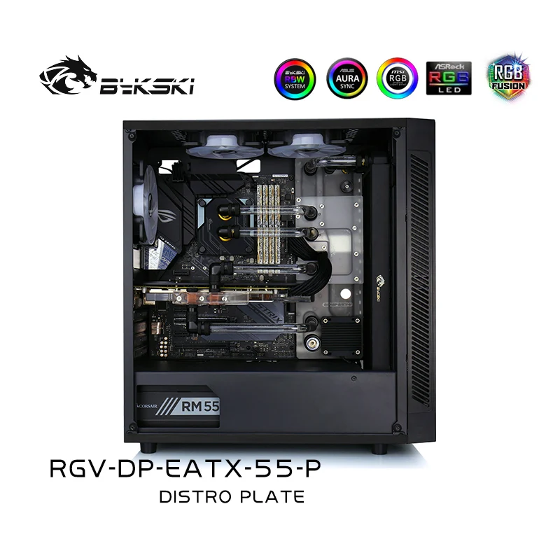 Bykski Distro Plate Water Cooling Kit For DEEP COOL MATREXX 55 Case,Reservoir Pump CPU GPU Block Radiator RGV-DP-EATX-55-P