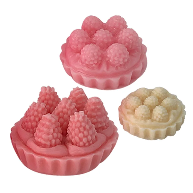 3D Strawberry Egg Tart Candle Silicone Mold Birthday Scented Dessert Making Soap Plaster Resin Fondant Cake Mousse Party Gift
