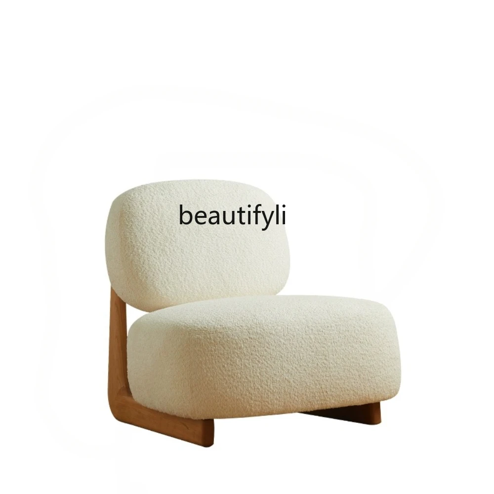 

Cream Style Leisure Couch Solid Wood Living Room Chair Bedroom Floor Chair
