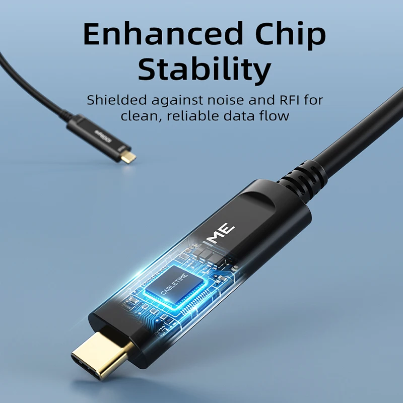 CABLETIME USB C 3.2 Gen 2 액티브 광 데이터 케이블 AOC 광섬유 데이터 전송 USB C 케이블 10Gbps 5M/10M/15M 게임용 VR 카메라용