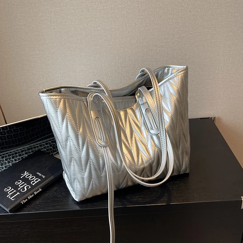 

Large Capacity Office Women's Handbag 2023 PU Leather Embroidery Tote Luxury Design Trend Shoulder Bag High Quality shopping bag