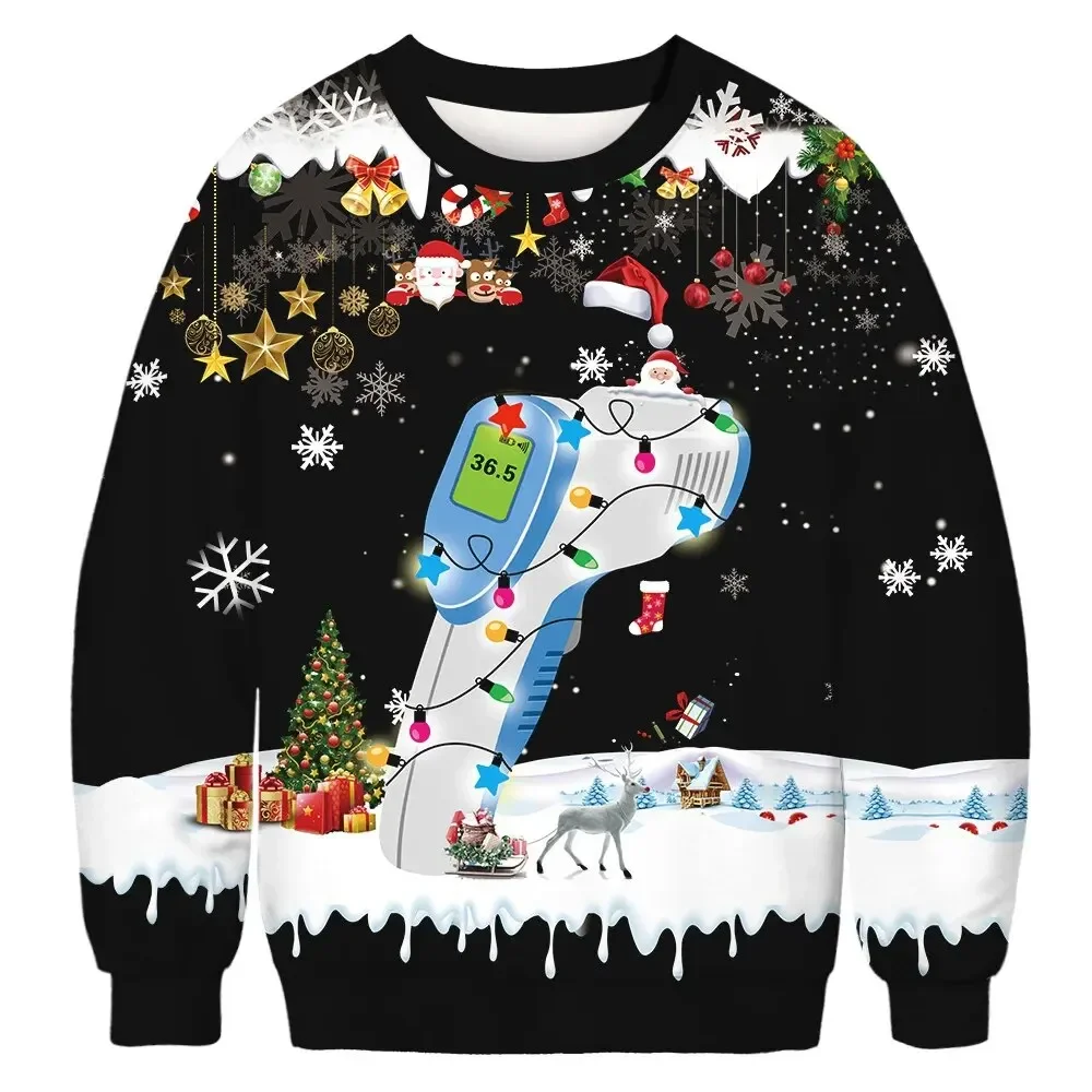 thumbnail image 1 of Nueva sudadera especial de Navidad de moda con estampado 3D de personajes de dibujos animados de películas y cuello redondo neutro para parejas, 1 of 5