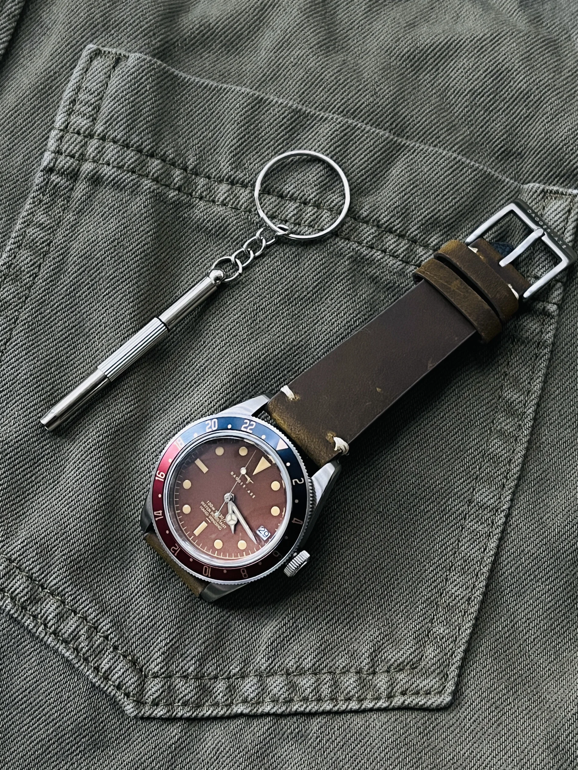 DAGGER-AXE Retro Watch For Men NH35 Movement Mechanical Pepsi