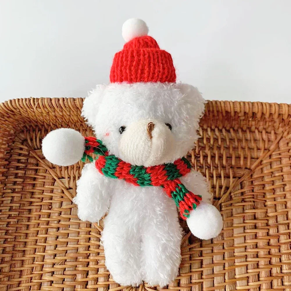 15cm Kawaii Teddy Bear stuffed animal keychain plush doll Christmas decorations Keychain Cartoon Christmas Bear Plush Doll Key Chain Bag Pendant For Girl Christmas Gifts