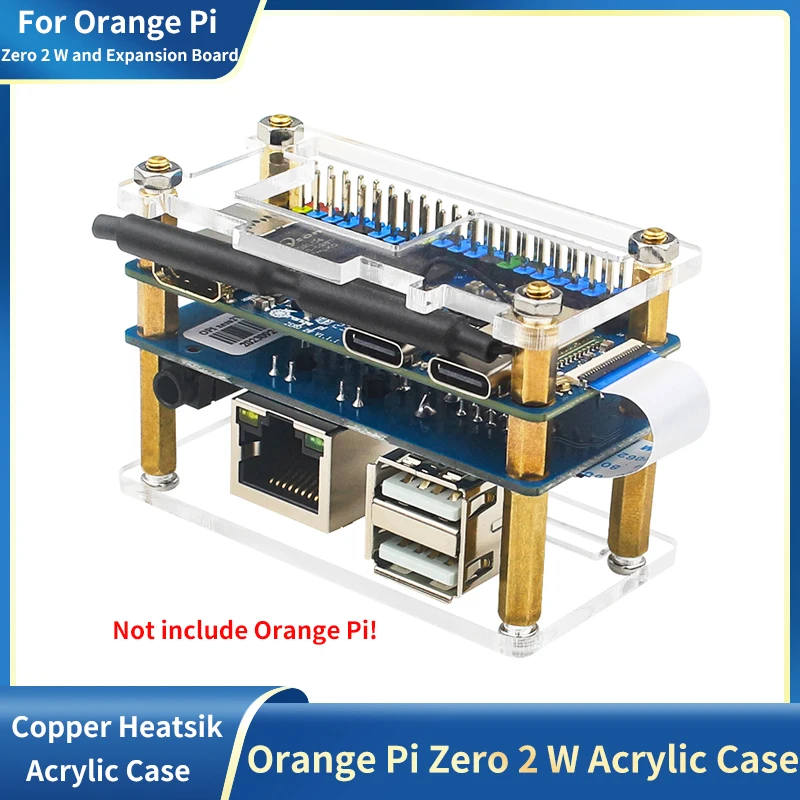 Orange Pi Case Orange Pi Zero 2W Acrylic Case Protective Shell for Orange Pi Zero 2 W and Expansion Board