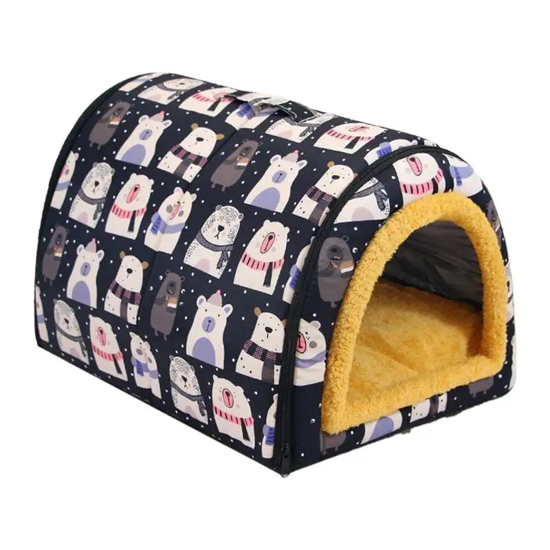 

Dog House Bed Semi Enclosed Pet Hideout Cat Bed Tent Cat Bed Tent Kitten Hideaway with Cat House Tent Waterproof Cartoon Pattern