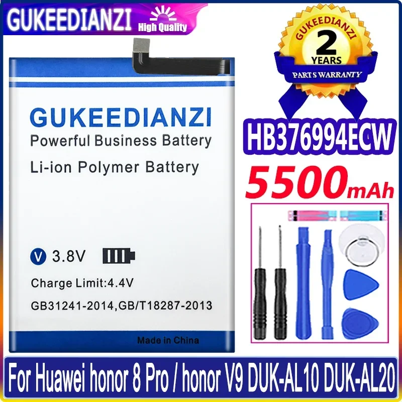 

GUKEEDIANZI For Hua Wei New HB376994ECW 5500mAh Battery For Huawei V9 Honor 8 Pro DUK-AL20 DUK-TL30 Replacement Batteries