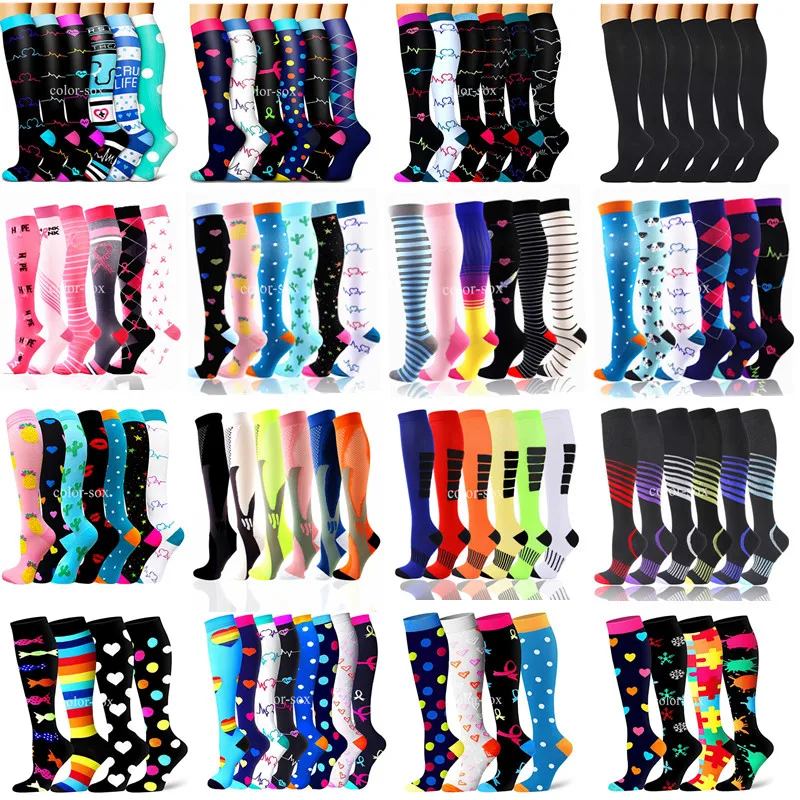 Compression Socks Women Medical Nursing Socks Varicose Veins Nurse Compression For Sport 3/6 Pairs soccer socks