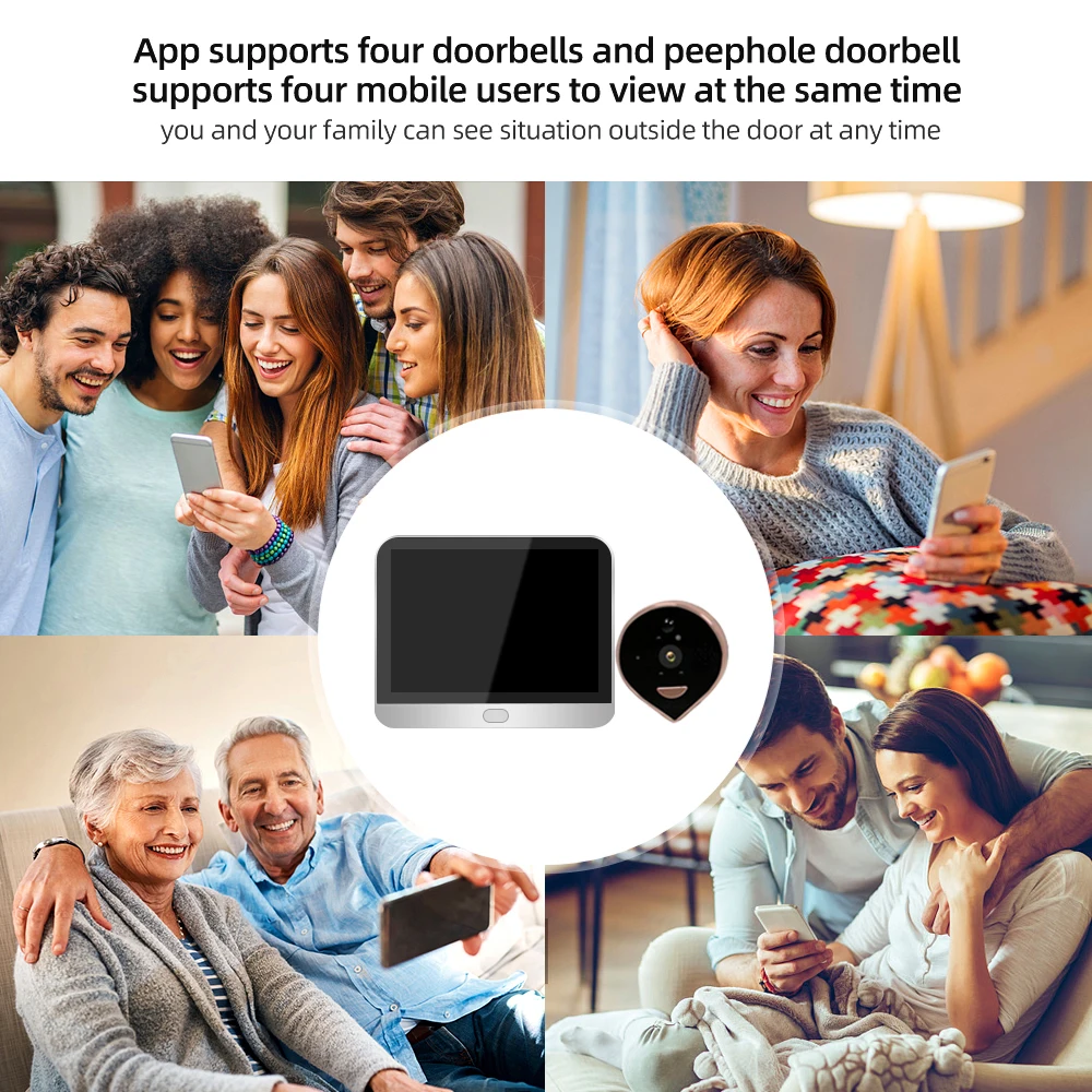 4.3inch Tuya Smart Wifi Video Peephole Two Way Audio Night Vision Doorbell Monitor 1080P 200W Pixels Video Doorbell