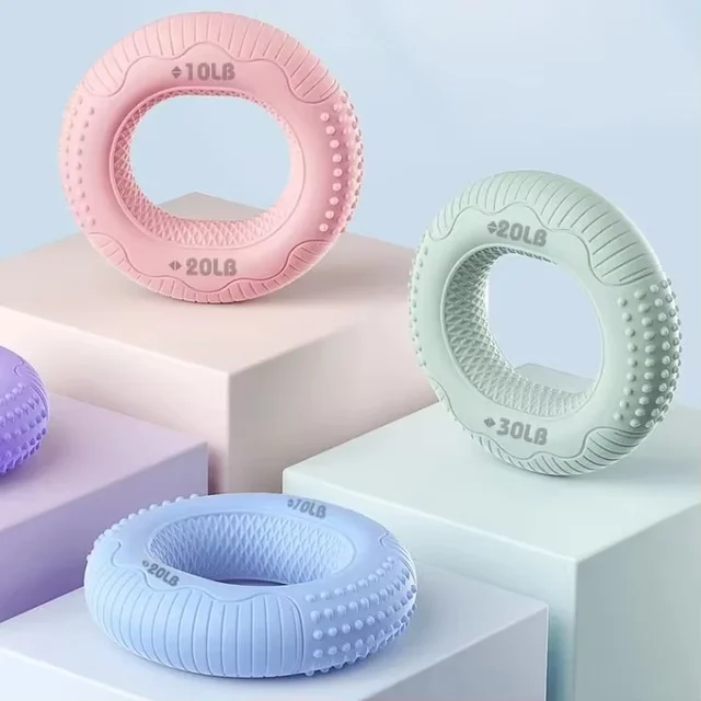 Colorful Silicone Hand Grip Strengthener, Double Strength Finger Exerciser, Forearm Rings Squeezer Grippers For Finger Massage 3