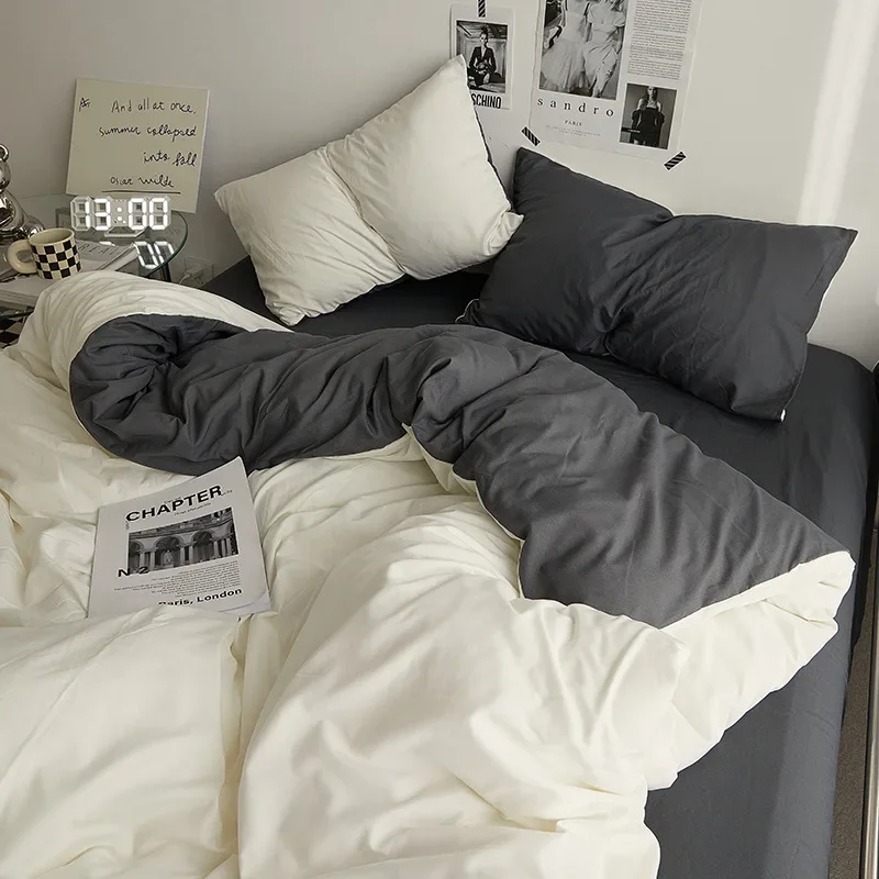 

Комплект постельного белья для мальчиков, пододеяльник серого и белого цвета, Королевский размер, размеры King, мягкий, синий цвет