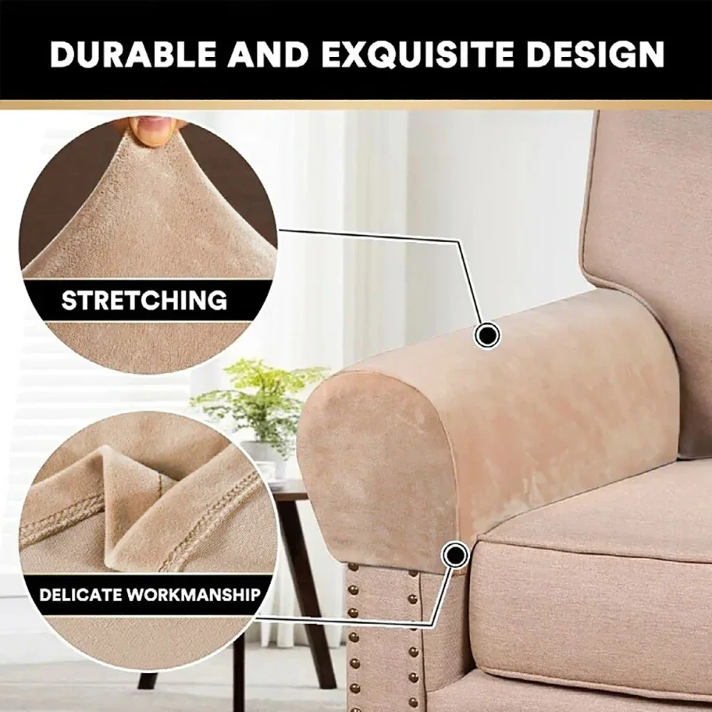 2pcs/lot Velvet Sofa Armrest Cover Stretch Armchair Protectors for Living Room Removable Recliner Couch Loveseat Armchair Covers 3