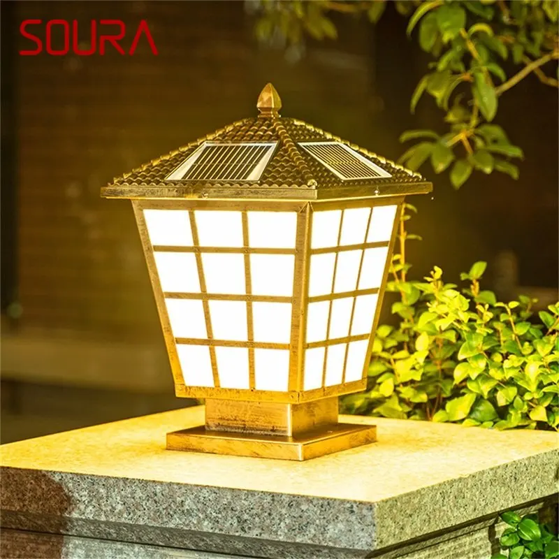 

SOURA Classical Solar Modern Wall Light LED Waterproof IP65 Pillar Post Lamp Fixtures for Home Garden