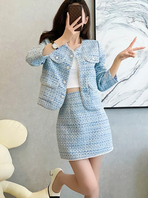 Elegant Female Sets Classic Fashion Tweed Jacket Coat and High Waist Long  Maxi Skirt Suits Women Woolen 2 Piece Set Outfits 2022 - AliExpress