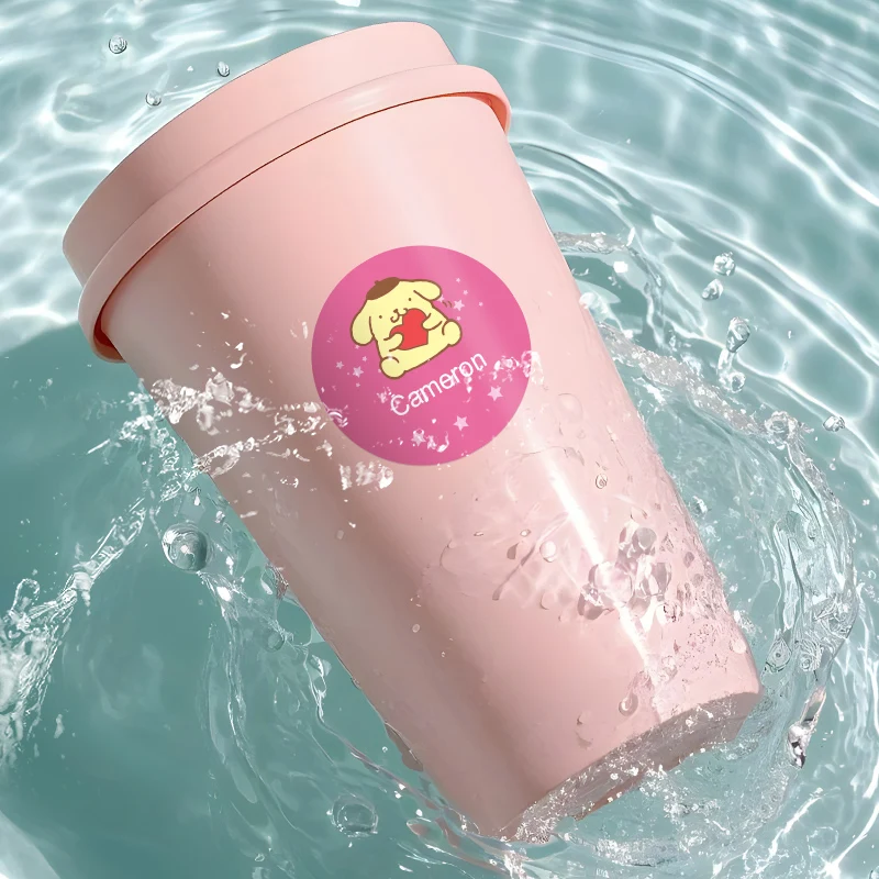 개학을 위한 맞춤형 폼폼푸린 이름 스티커, 병, 펜 - 크리스마스 선물용 생생한 방수 개인 맞춤 라벨