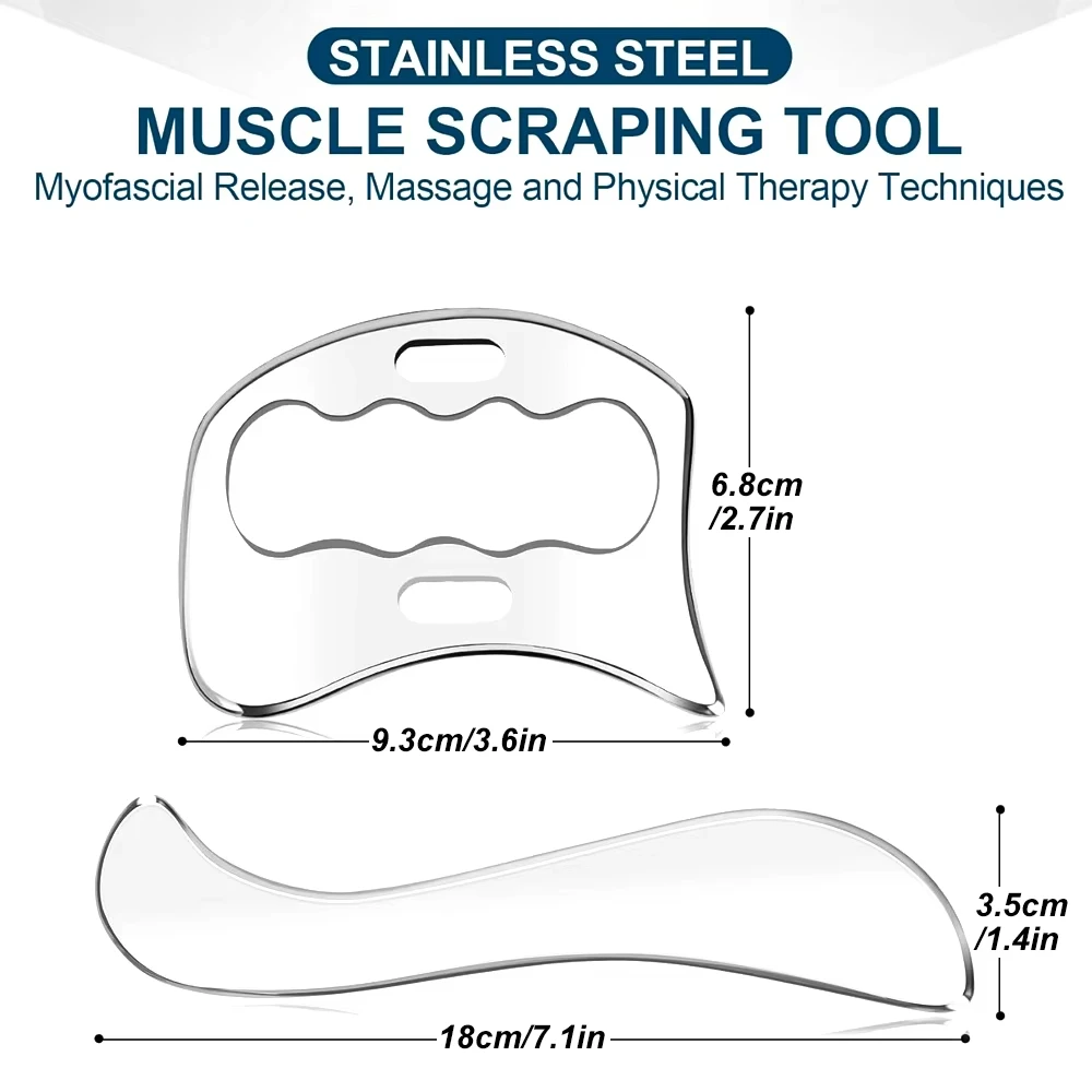 Stainless Steel Gua Sha Massage Tools Muscle Scraper Tool,Graston Tool Set for myofascial Release,Scar Tissue Massager for Back 2