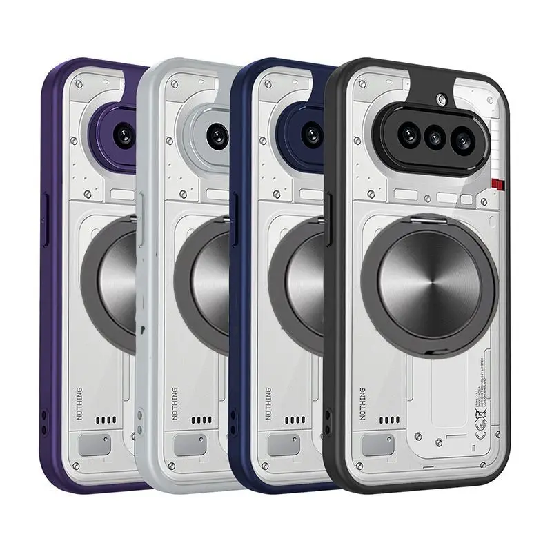 Transparent Hard PC Case with Ring Stand and Magnetic Protective Back Cover